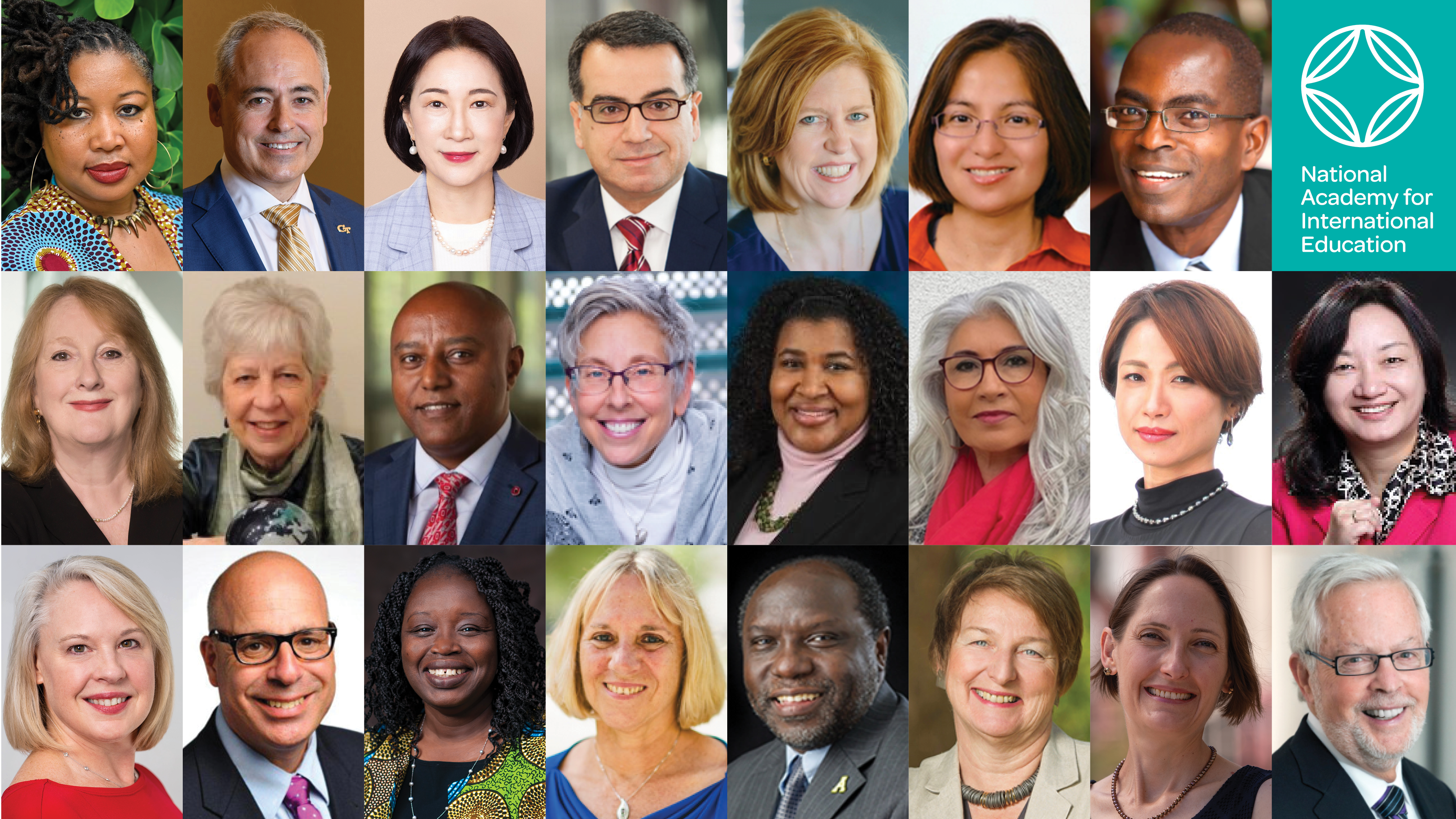 A photo banner of headshots of members of the National Academy for International Education